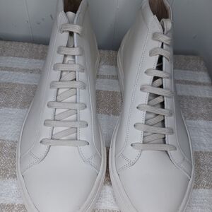 SUITSUPPLY men's high top solid white leather sneakers -  EU 47 / US 9.5-10